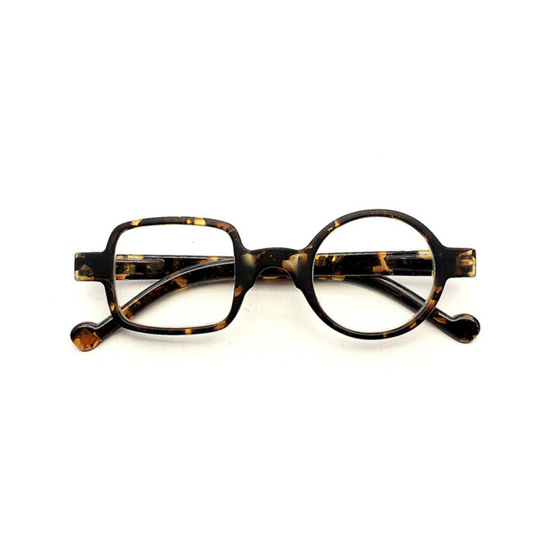 Retro Leopard Asymmetrical Round&amp;Square Reading Glasses Women&amp;Men Presbyopia Glasses Hyperopia Eyeglasses For Elder: +300 / leopard