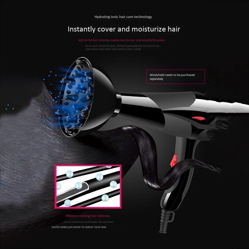 electric hair dryer thermostatic hair dryer salon 3 speed 2 hair dryer 2400W salon hair dryer EU plug