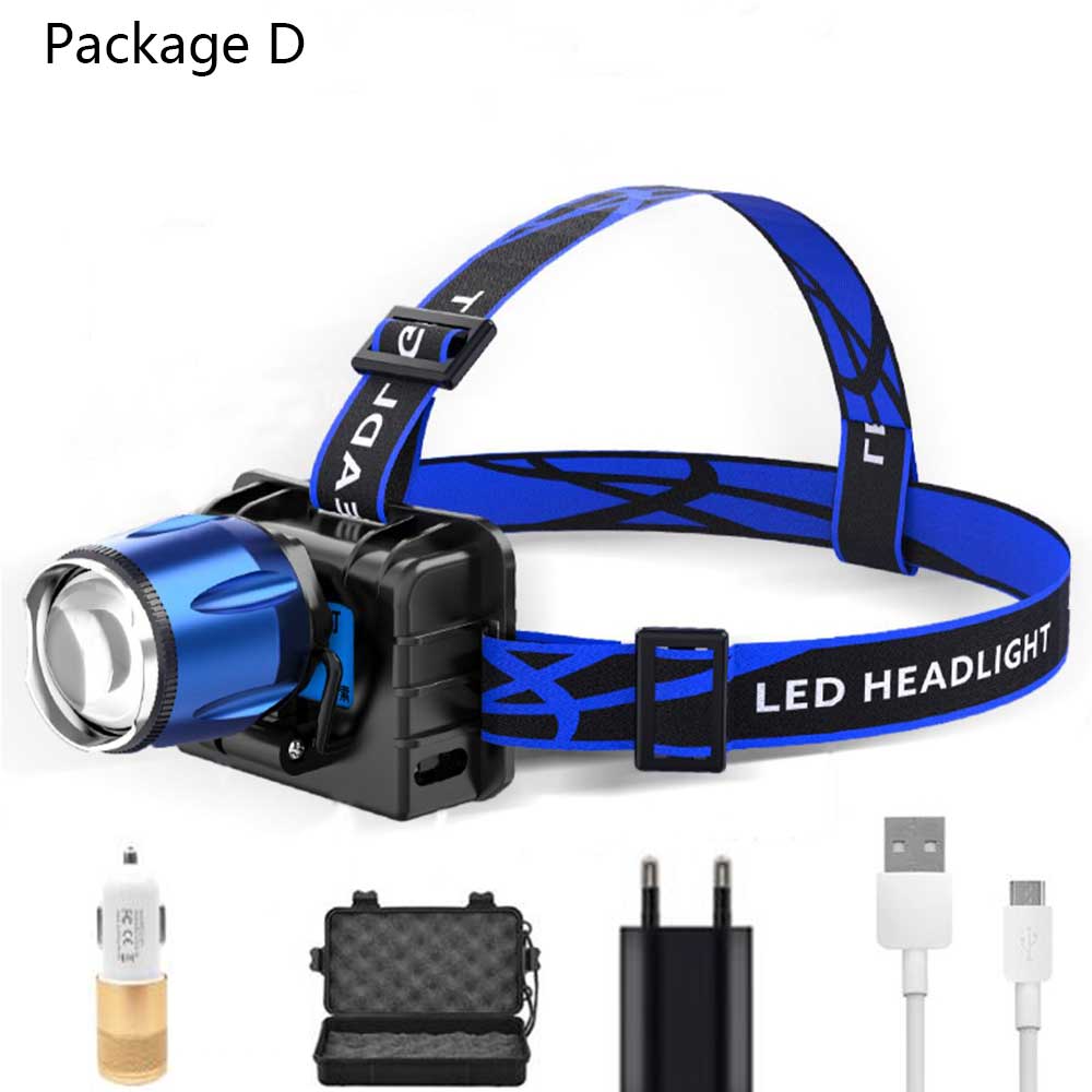 UV LED Purple Headlamp 395nm Battery built-in USB Charger Sensor Headlight Torch Head Catching Scorption Torch Headlamp: D