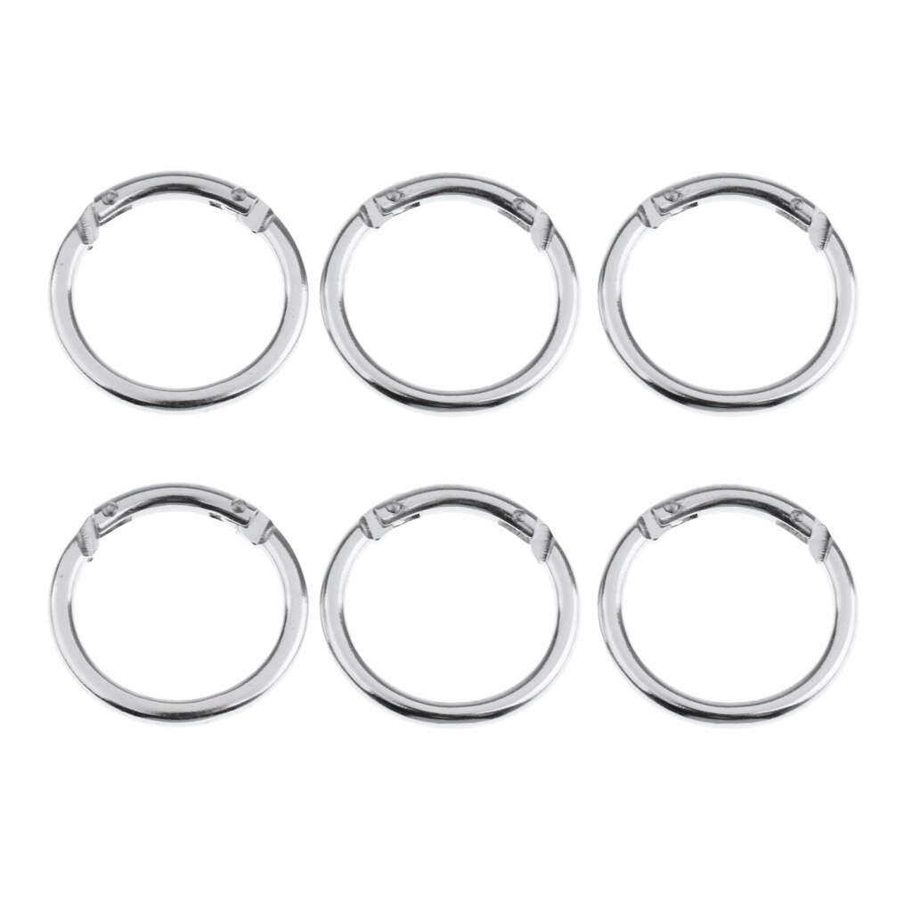 6 Stuks Ronde Carabiner Spring Snap Clip Sleutelhanger Haak Clip Rugzak Singels Gesp Outdoor Kleine Sport Gereedschap: Silver