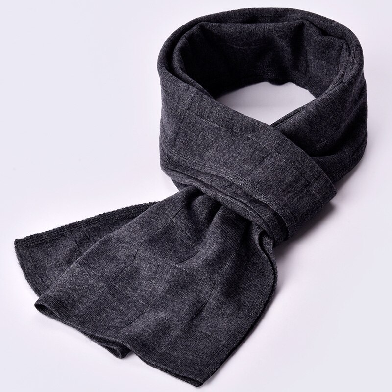 Uld tørklæde kashmir mænd vinter mand solid sort klassiske stribede tørklæder lang varm blød sjal luksusmærke uldindpakning: Sort grå
