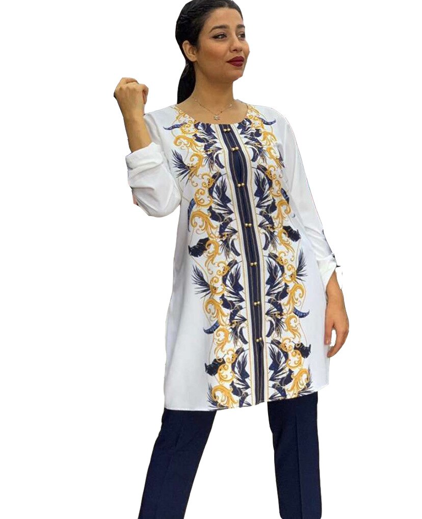 Two Piece Set Africa Clothes African Dashiki Flower Print Suit Top Trousers Super Elastic Party For Women Outfits