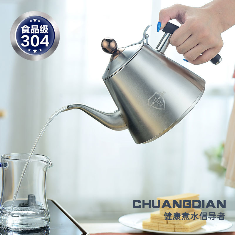 Food grade 304 stainless steel water kettle thickened electromagnetic furnace flat bottom teapot teaware tea pot