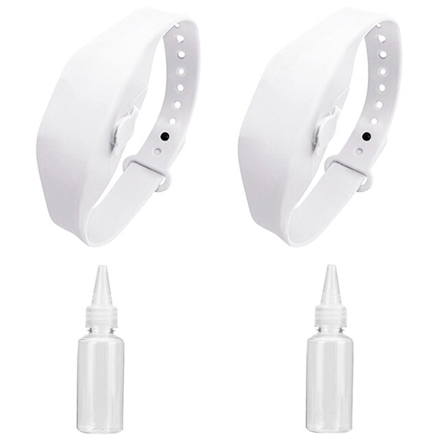 Dispensador de Gel hidroalcohólico, pulsera, desinfectante de manos recargable, pulsera, desinfectante para niños, reloj hidrocólico antibacteriano: 2PCS White