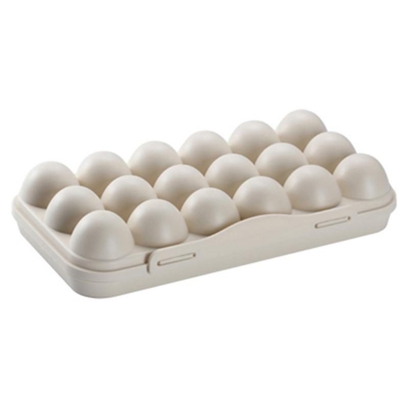 Porte-oeuf en plastique PP 18 grilles | Boîte de rangement d'œufs, bac à légumes de réfrigérateur, conteneur de rangement des œufs, porte-plateau en plastique: Khaki