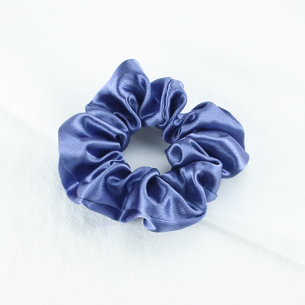 Chouchous en Satin de soie pour femmes et filles, élastique, en caoutchouc, solide, porte-queue de cheval, accessoires de cheveux, à la: Satin blue2