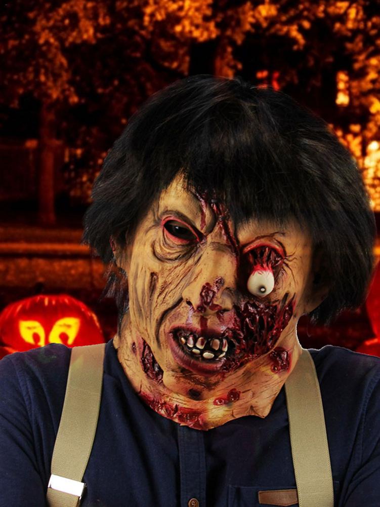 Headgear Halloween Scary Mask Face Cover Anonymous Masks Halloween Horror Latex Eye-Blasting Horror Props Coaplay Headware