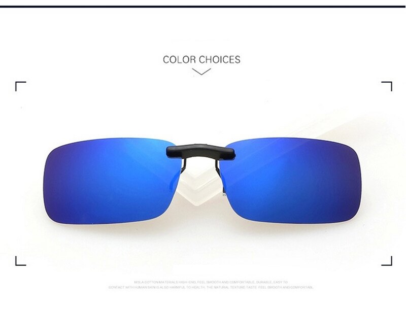 Unisex Polarized Clip On Sunglasses Near-Sighted Driving Night Vision Lens Anti-UVA Anti-UVB Cycling Riding Sunglasses Clip: Dark blue slice