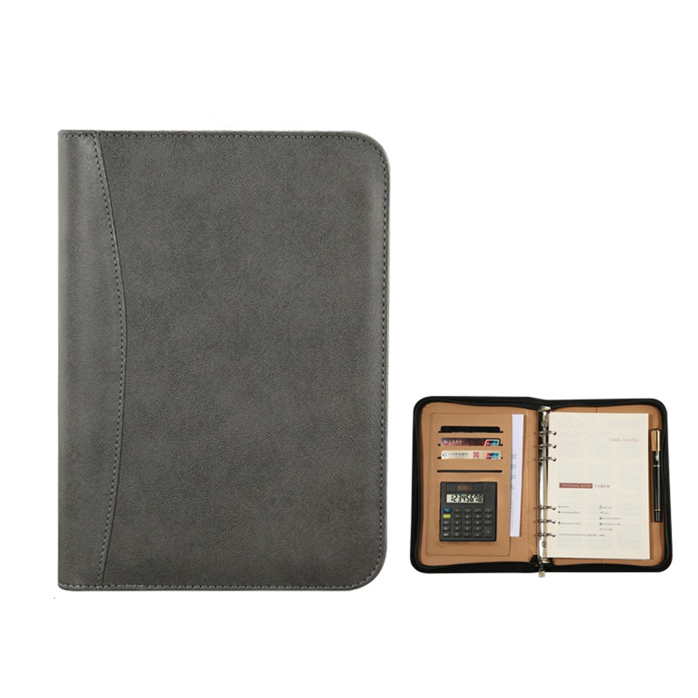 Daily A5 Faux PU Leather Notebook with Calculator Spiral Personal Diary Planner Organizer Notepad Travel Agenda Manager Folder: Pink