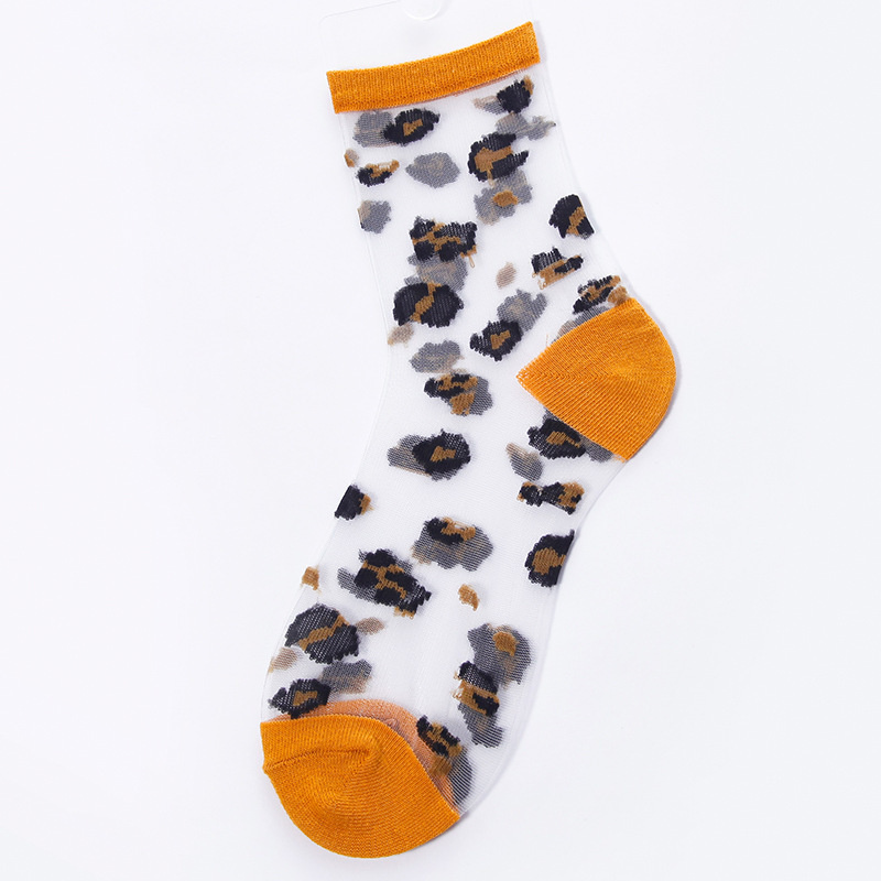 Calcetines sexys de malla de encaje para mujer, medias de rejilla de fibra mixta transparente, elástico, tobillo, hilo de red fino de leopardo, 1 par = 2 uds.