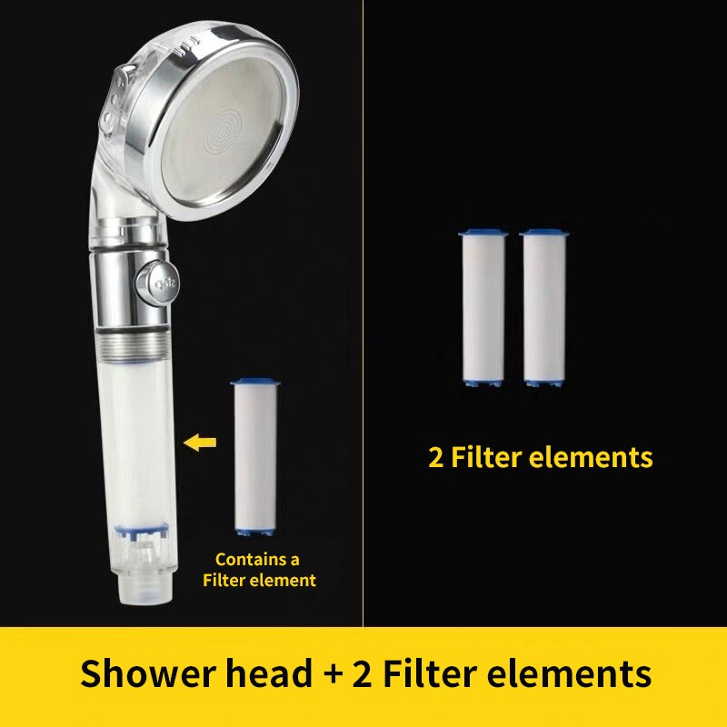 Bath PP Pure Cotton Water Filter Water Purifier Shower Head Stop Button Bidet High Pressure Water Saving Hand Sprayer Shower Set: Yellow