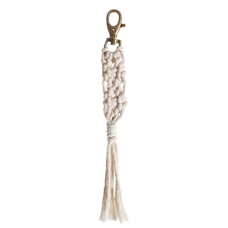 Porte-clés Macramé Fait Main – Glands Et Fermoir Homard, 22 Cm, Coton