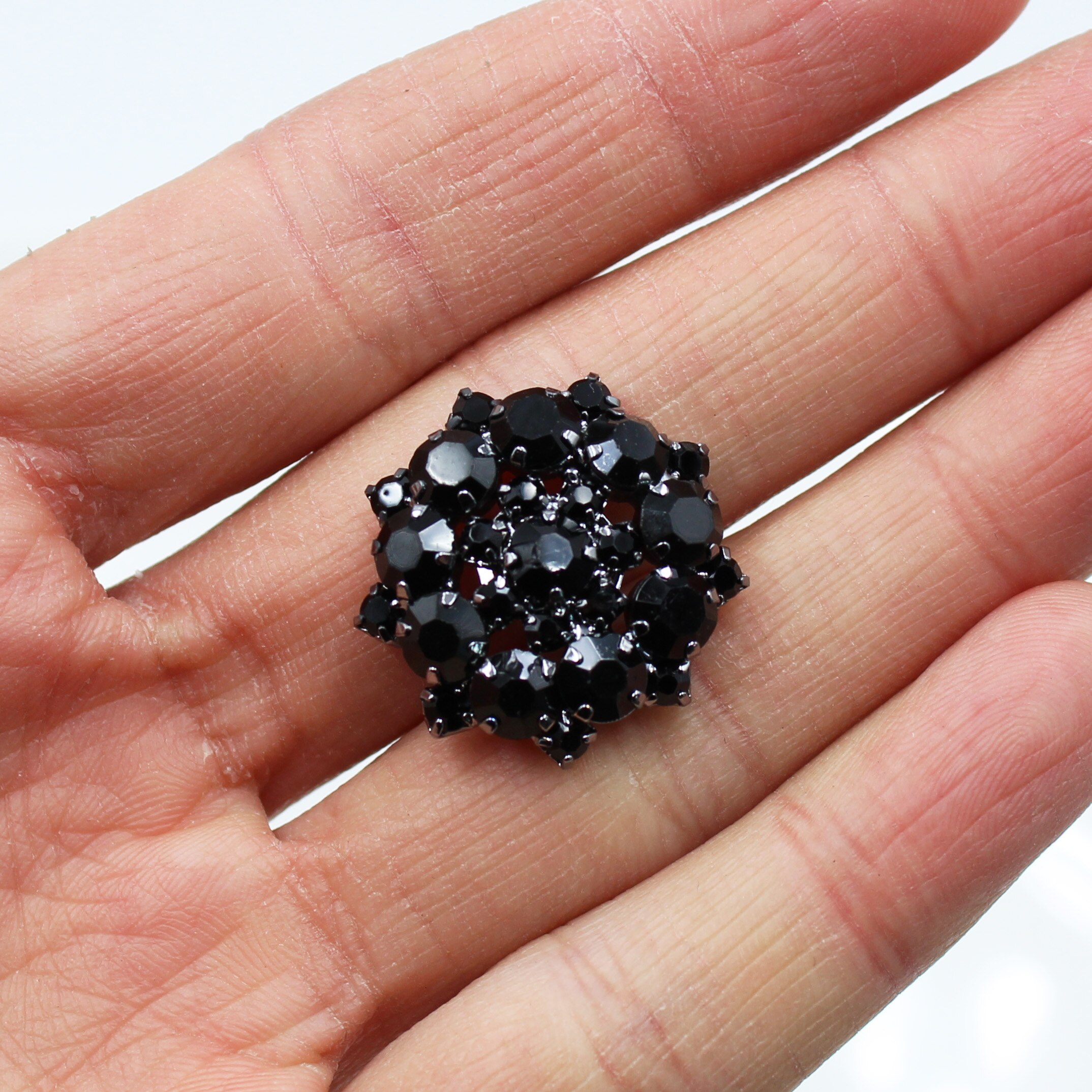 10Pcs 22MM All Black metal Rhinestone Buttons Shan... – Grandado