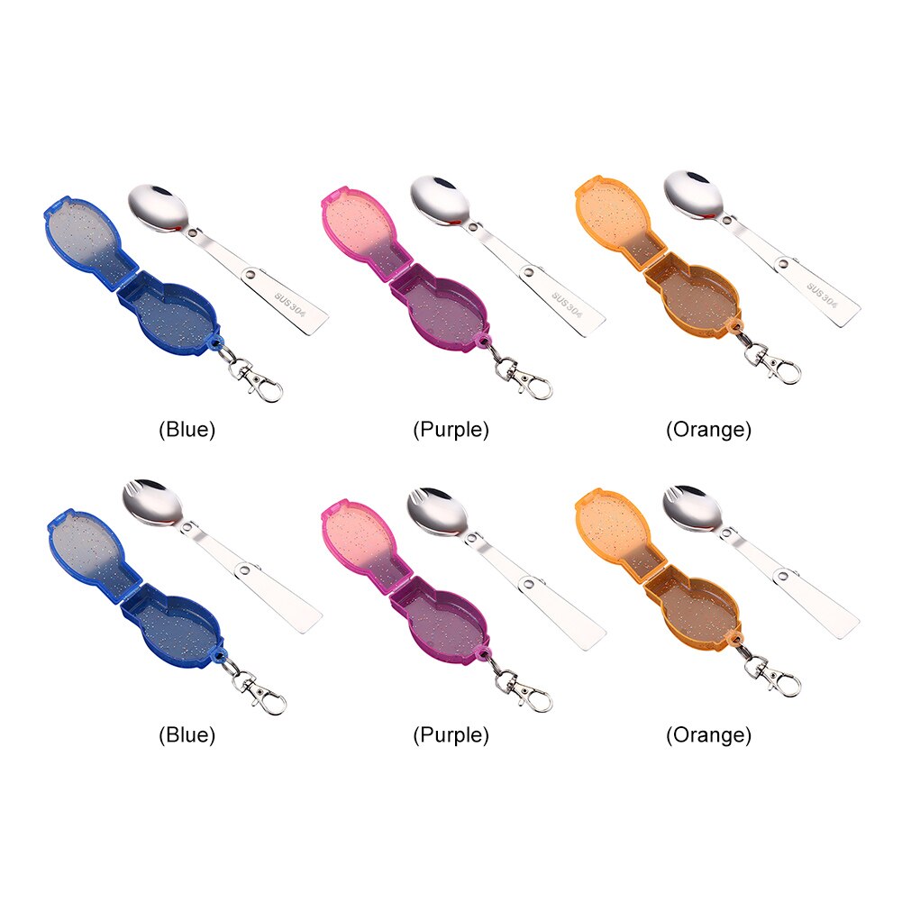 Lightweight Camping Utensil Outdoor Pocket Spoon Spork Stainless Steel Folding for Household Kitchen Easy Supplies