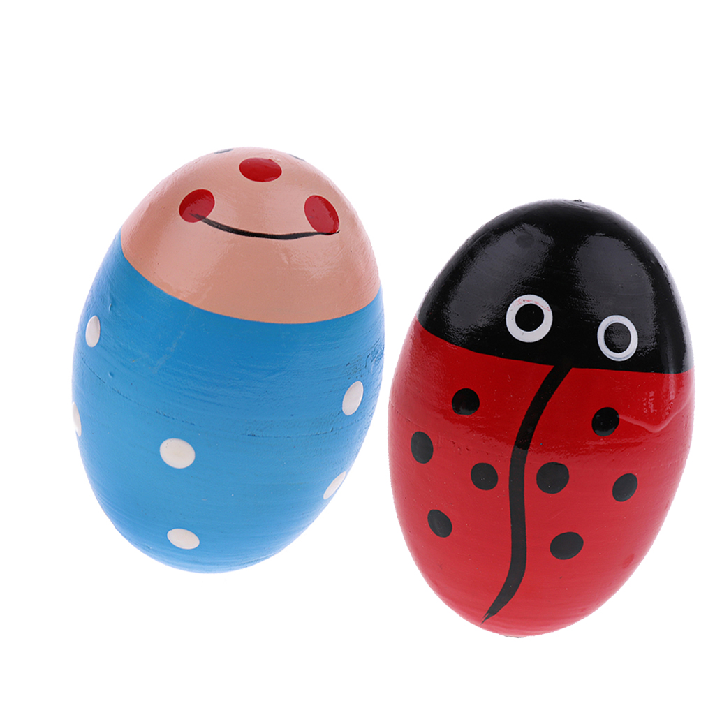 2 Stuks Hout Hand Shaker Ei Maracas Percussie Speelgoed Voor Early Learning