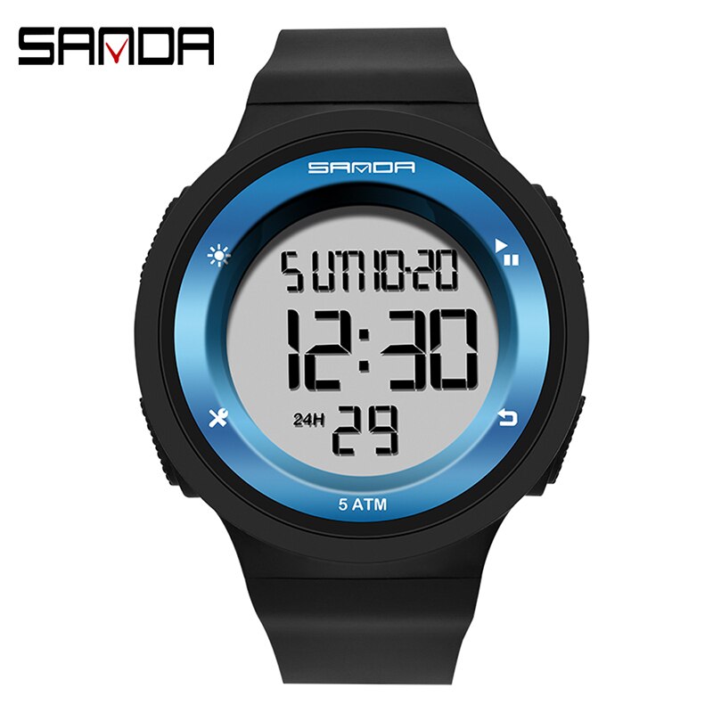 Digitale dameshorloges, jongens, meisjes, studenten, led siliconen horloge, roze, mooie digitale dameshorloges, alarm, vrouwelijke relogio: Zwartblauw