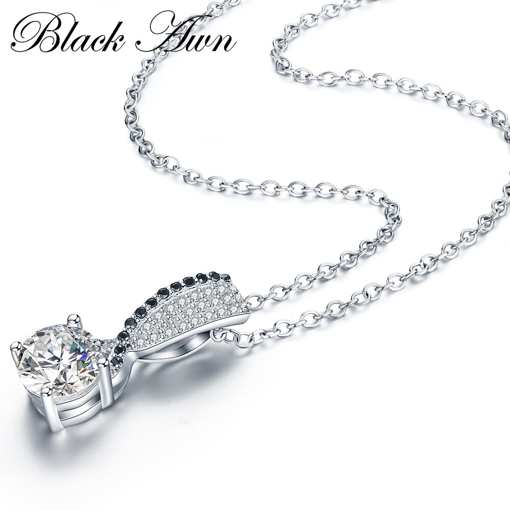 [BLACK AWN] 925 Sterling Silver Fine Jewelry Sets Trendy Engagement Sets Ring+Necklace for Women PR013
