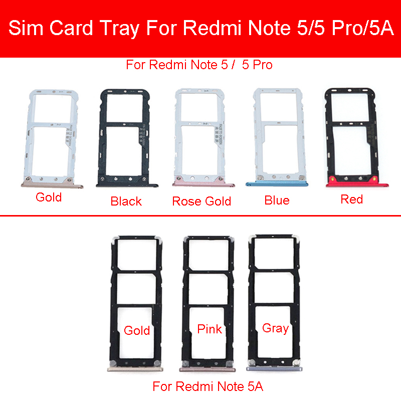 Sim Card Tray Adapter For Xiaomi Redmi Hongmi Red Rice Note 5 5A 5 Pro Sim Card Holder Slot Repair Replacement Parts