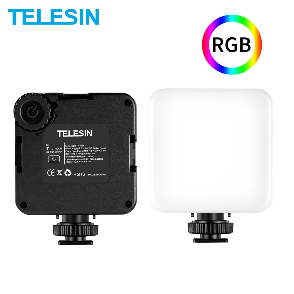 TELESIN-Mini luz LED RGB para vídeo, iluminación fotográfica de bolsillo portátil de 2000mAh, luz de relleno para Vlog, Smartphone, DSLR, SLR