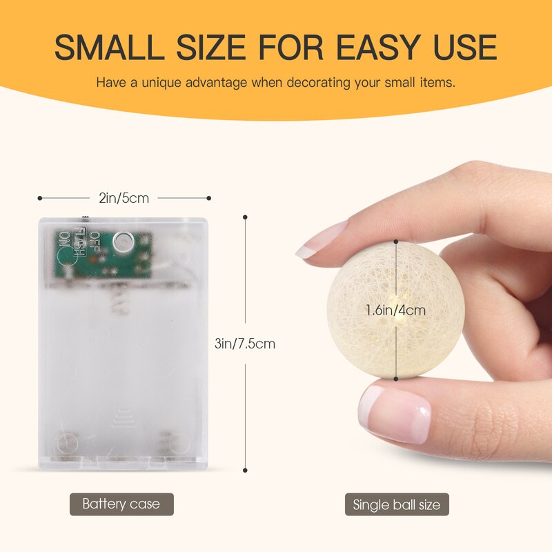 10/20 LED Cotton Ball Led Lights Battery Powered Festoon Led Light Garland Fairy Lights Year Room Decor Christmas Decoration