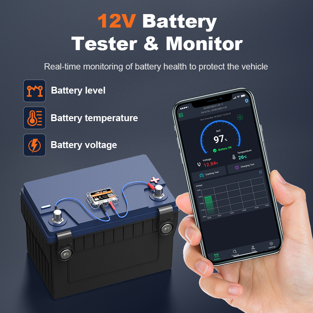 ANCEL BM200 12V Battery Monitor Wireless Bluetooth Car Battery Health APP Monitoring Battery Tester Tools For Android IOS