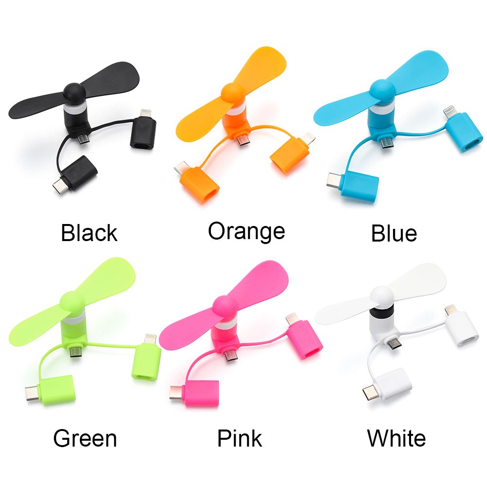 For Android IPhone Type-c For Samsung Huawei iPad Portable 3in1 Mini Phone Fan Cooler Mobile Phone Cooler Travel Accessories