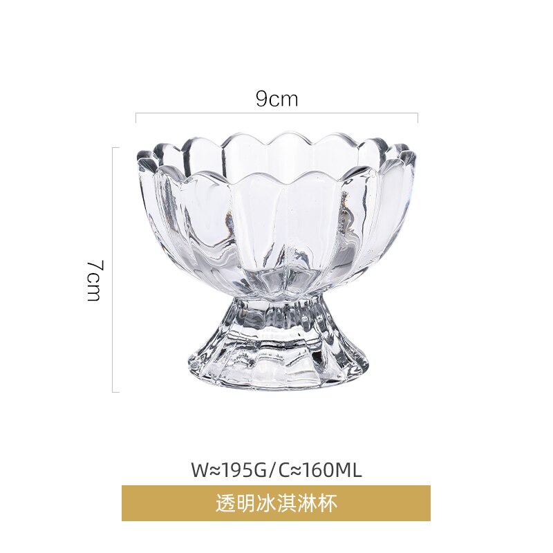 Ice Cream Cup Glass Cup Household Dessert Cup Ice Cream Yogurt Ice Cream Cold Drink Milk Shake Cup: Black