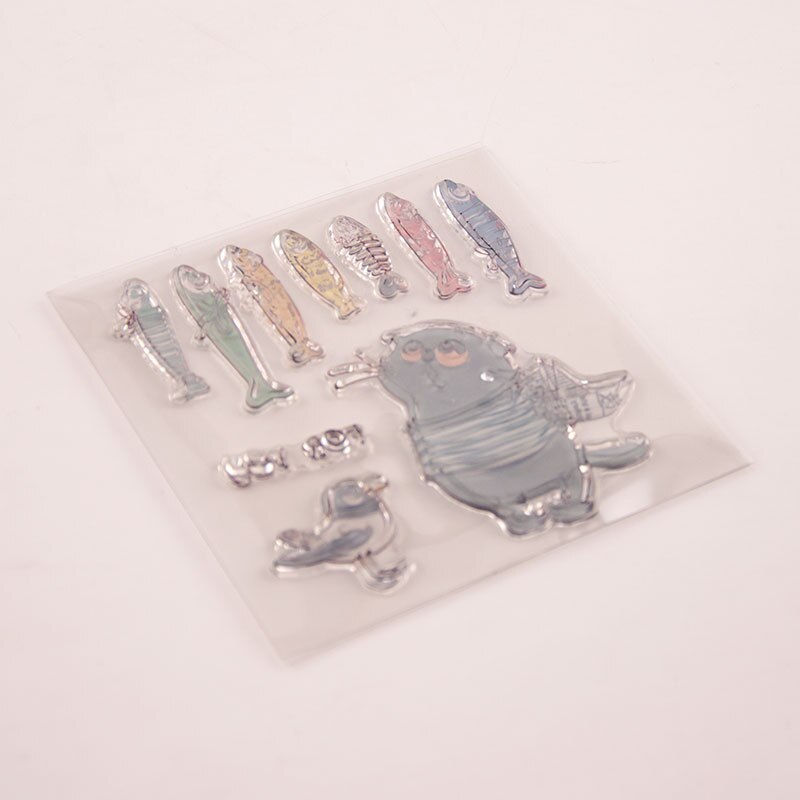 10x10cm poisson et chat Transparent clair timbres Silicone joints rouleau timbre bricolage scrapbooking album photo/carterie noël