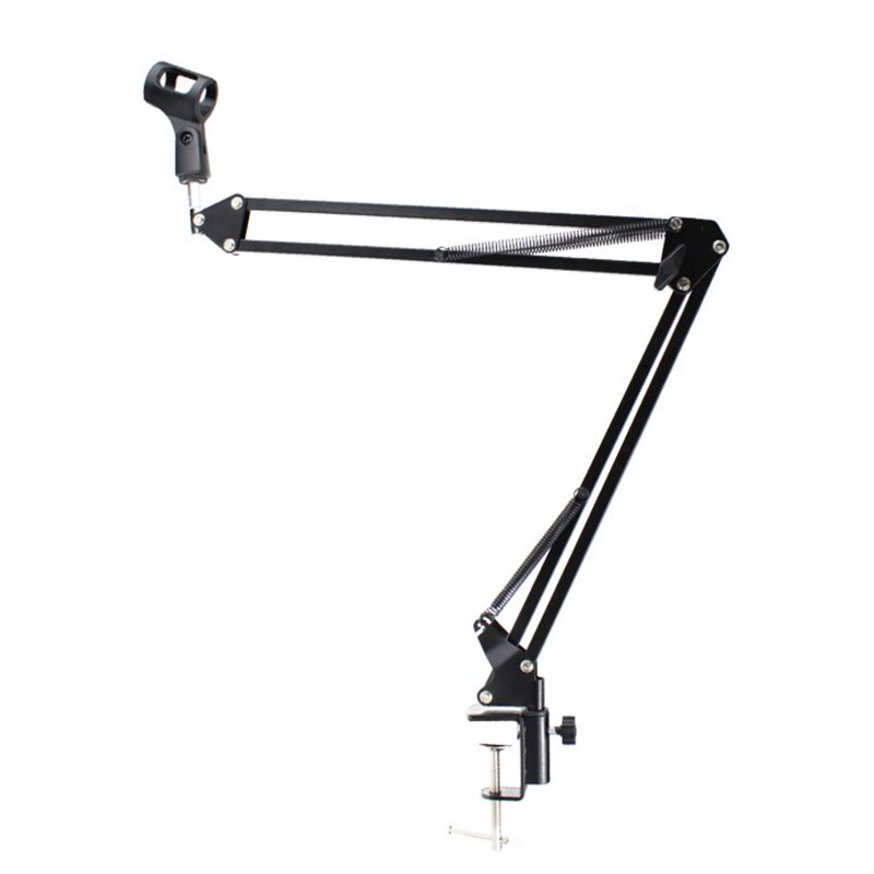 Extendable Recording Microphone Holder Suspension Boom Scissor Arm Stand Holder with Mic Clip Table Mounting Clamp: Default Title