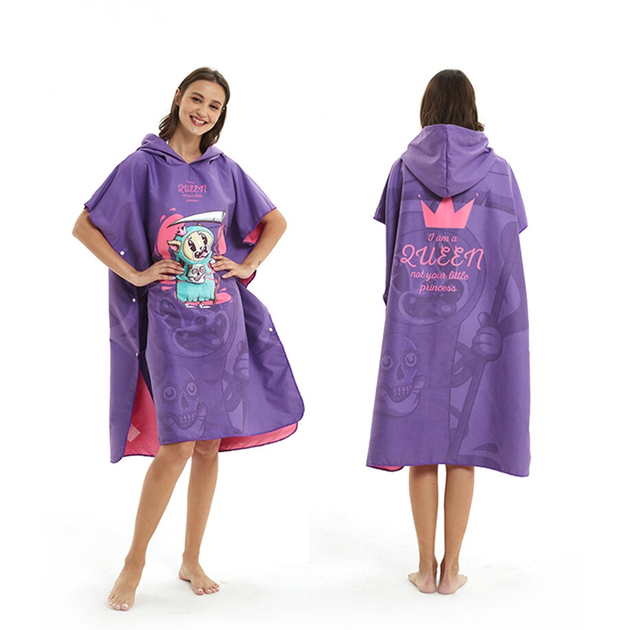 Microfiber Women Man Swimming Diving Bathrobe Cloak Printing Changing Robe Bath Towel Outdoor Hooded Beach Towel Poncho Towels: A