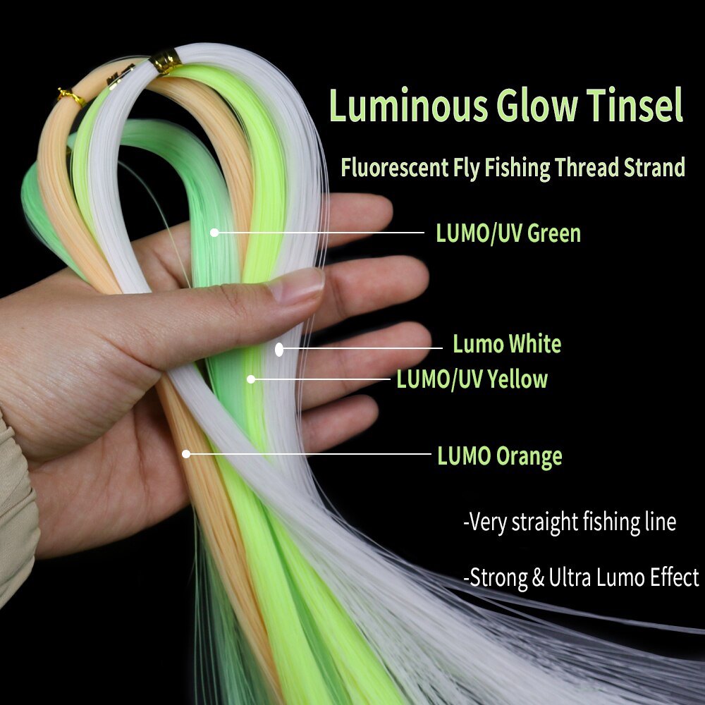 WIFREO Luminous Glow Tinsel Fluorescent Fly Fishing Thread Strand String Line diy Jig Assist Hook Lure Sabiki Rig Fishing Tackle