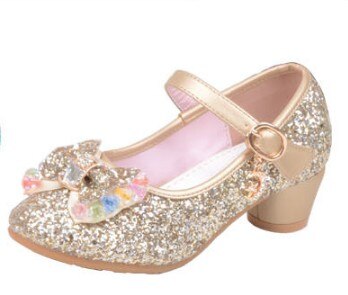 Lente Kinderen Schoenen Meisjes Hoge Hak Prinses Dans Sandalen Kids Schoenen Glitter Leer Mode Meisjes Feestjurk Trouwschoenen