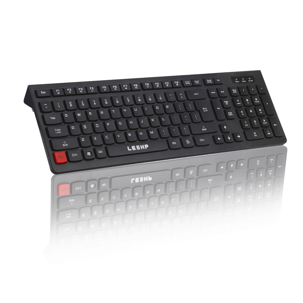 LESHP Ultra-mince chocolat filaire clavier bureau bureau maison jeux mince muet ordinateur 104 touches pleine taille ergonomique: Default Title