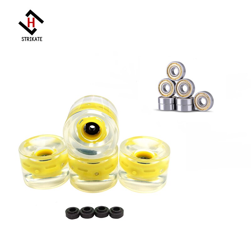 EIN einstellen von 4 Profi Longboard Räder 70mm 78A LED 3 farbe Skateboard Räder mit ABEC 11 Lagerbier und Abstandshalter Beleuchtung: Gelb