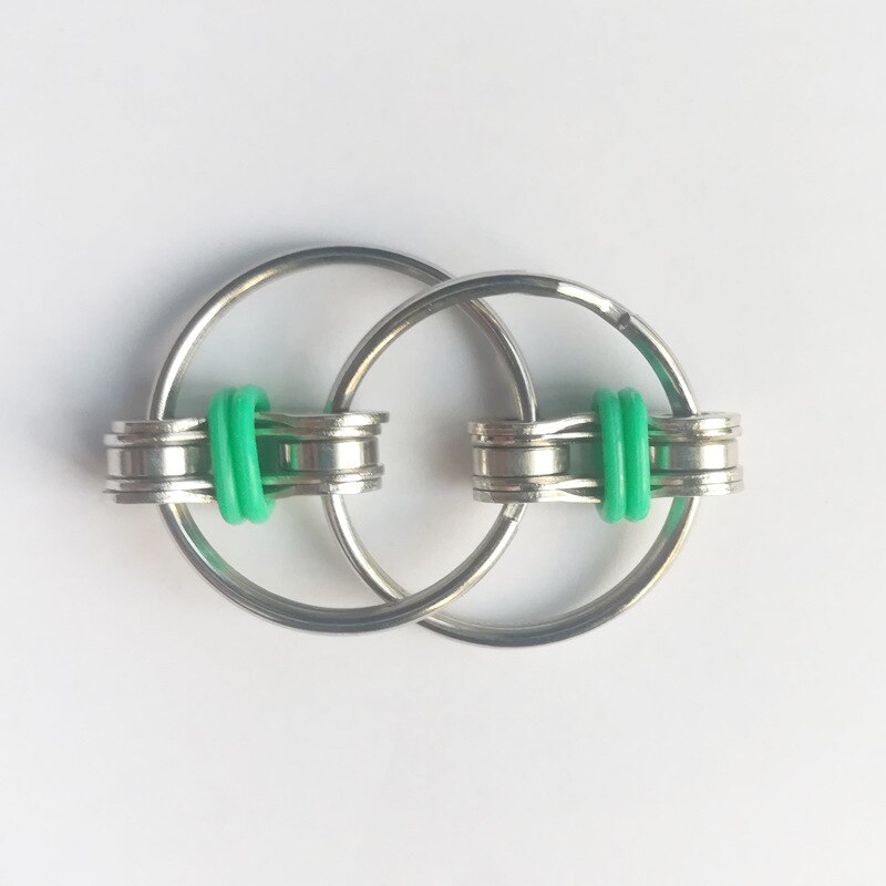 Flippy Chain Fidget Toy, Stainless Steel Key Ring Decompression Toy for Office Worker Autism ADHD: Green