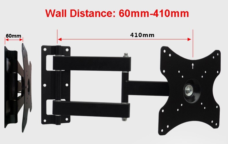 EML403X Full Motion 17"-40" LED LCD TV Wall Mount 360 Degree Rotation Swivel Tilting Monitor Holder Arm Brackeet Max. VESA 200mm