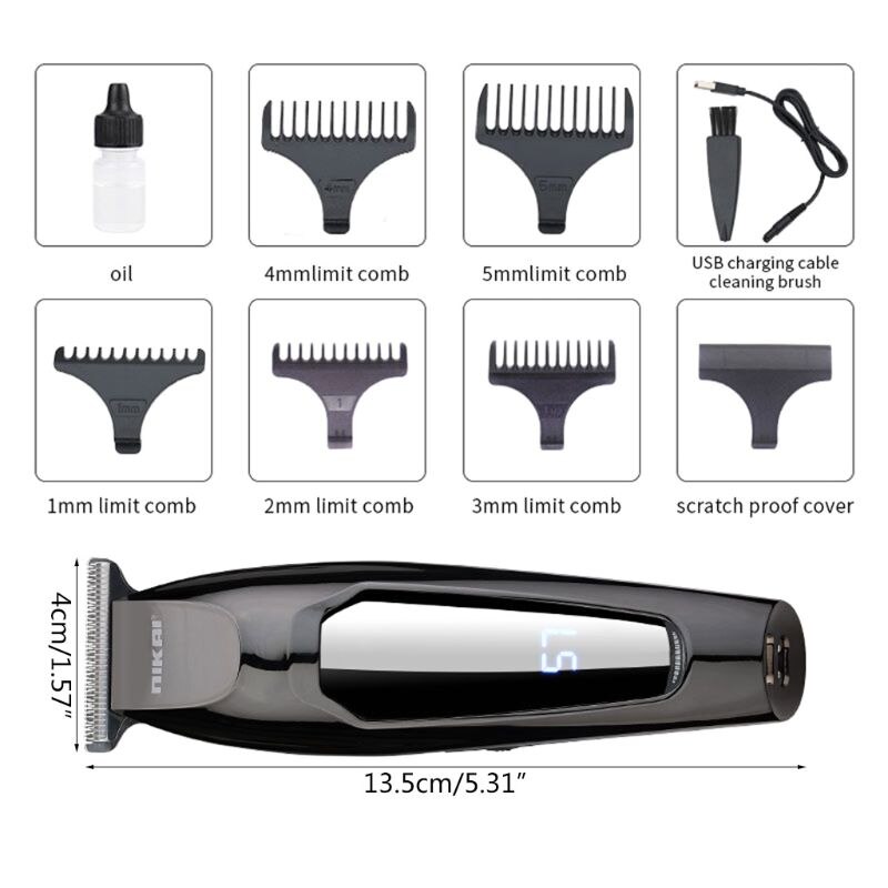 Elektriska hårklippare för män t-blad skäggtrimmer frisörvårdssats uppladdningsbar sladdlös hårklippningsmaskin