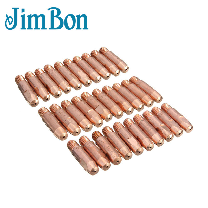 JimBon 10 Pcs MB 24KD M6 MIG/MAG Welding Torch Contact Tip Gas Nozzle Holder 0.8/1.0/1.2mm M6*27mm