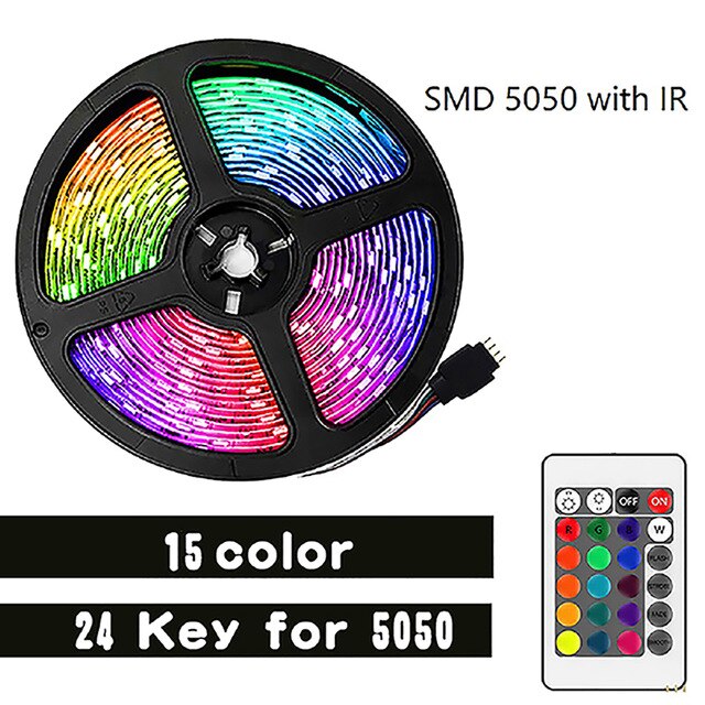 BESTOPE Bluetooth LED Strip Lights 20M RGB 5050 SMD Flexible Ribbon Waterproof RGB LED Light 5M 10M Tape Diode DC 12V Control: 24-key-5050-IR / 10 M EU Waterproof