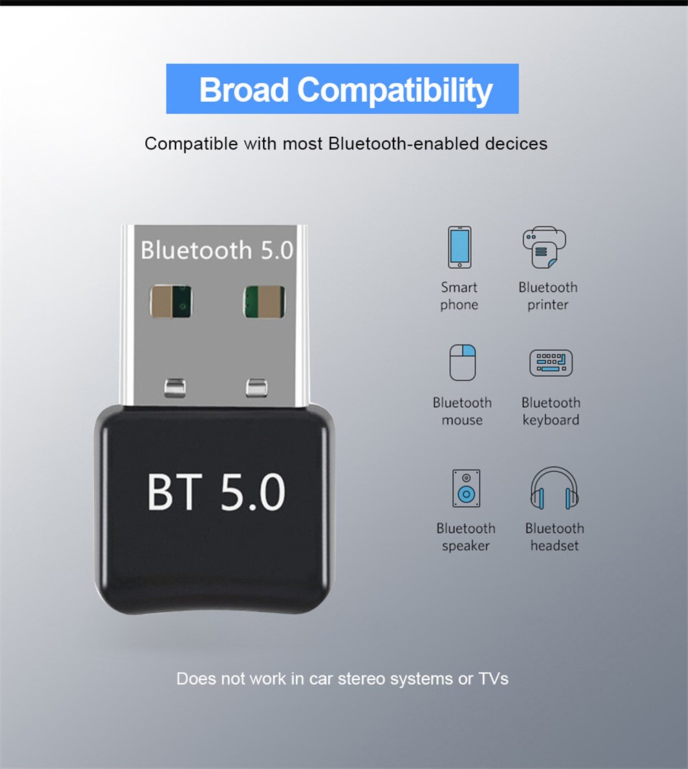 kebidumei Mini USB Bluetooth Dongle 5.0. receiver portable USB Bluetooth Adapter receiver Wireless for Computer PC Wireless Mous