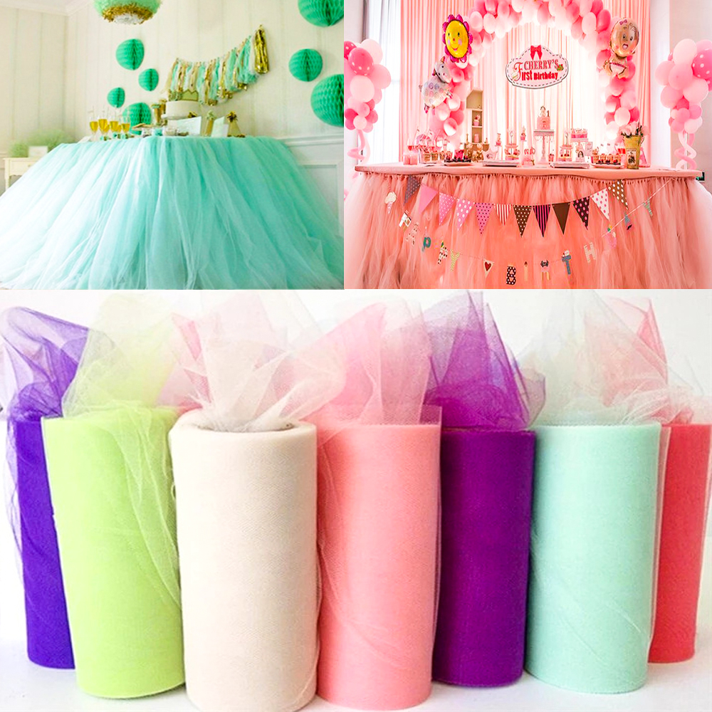 25 meter tule rol gaas mesh banket tafelkleed te gebruiken premium materiaal brede toepassing bruiloft verjaardagsfeestje ornament
