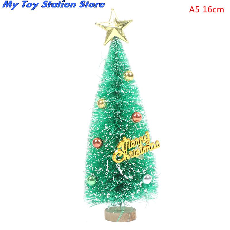 1PC 12.5cm/16cm Mini Christmas Tree Gold Green Small Pine Tree Sisal Placed In The Desktop Year Xmas Party Ornaments: A5