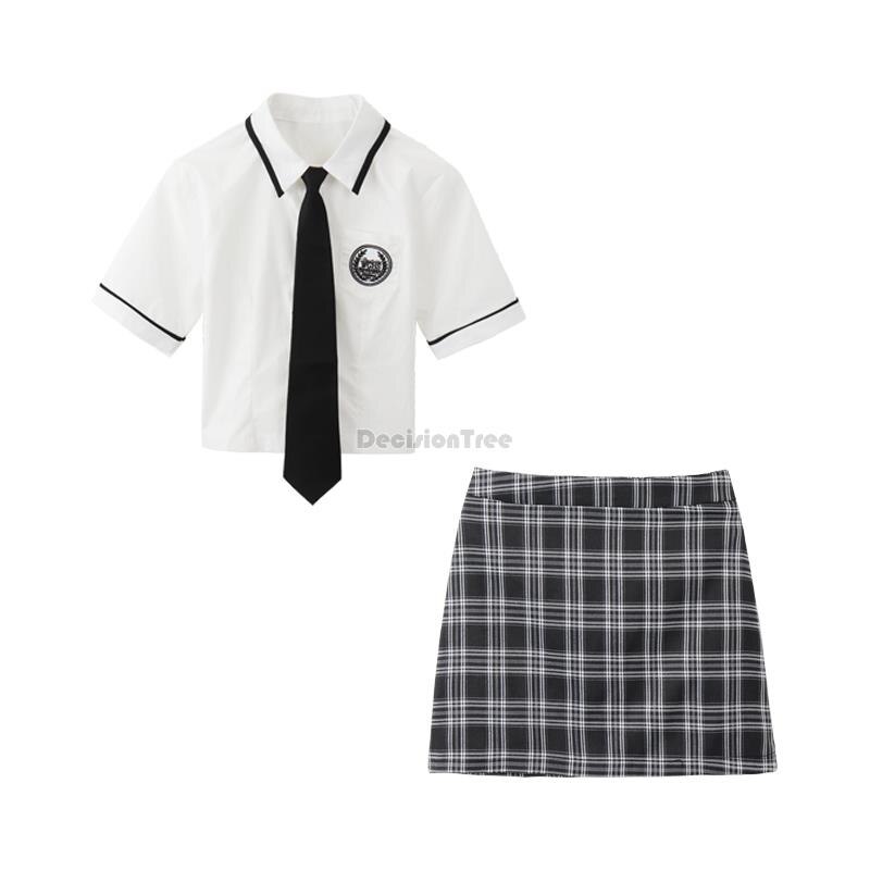 2022 japanese and korean style college style school costume suit high waist hip wrap skirt girl jk uniform daily two-piece set