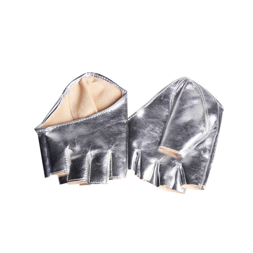Guantes de cuero de imitación para hombre y mujer, guantes de cinco dedos, media palma, accesorios de disfraces