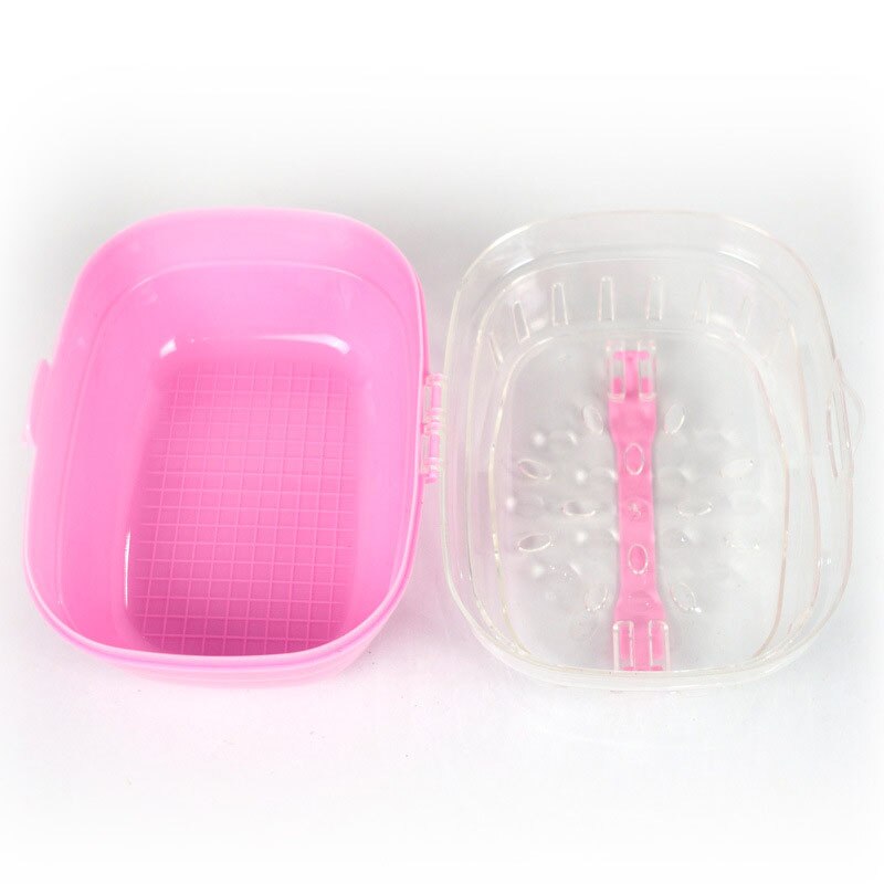 Rosa blå 20*16*15cm plast genomskinlig hamsterbur ut dörren resebärbar bärbar liten husdjursbärare: Rosa