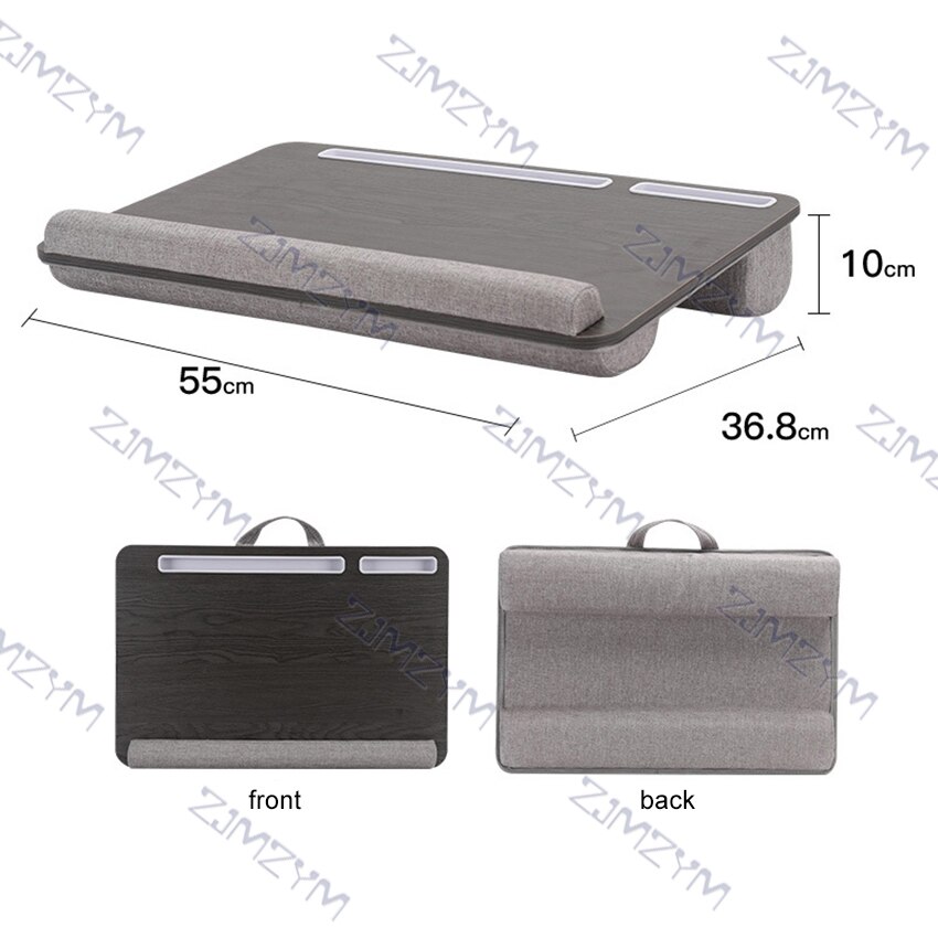 Laptop Schreibtisch Stehen Notizbuch Tablette Knie Runde Schreibtisch Mit Karte Slot Tragbare Knie Tisch Halfter draussen Kopfstütze Büro Nickerchen Kissen: dunkel grau