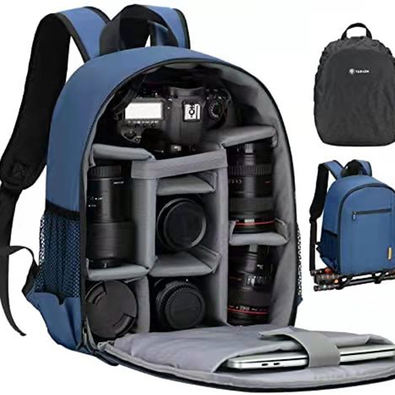 Kamerarucksack für damen und herren, wasserdicht, mit regenschutz, laptopfach und regenhülle