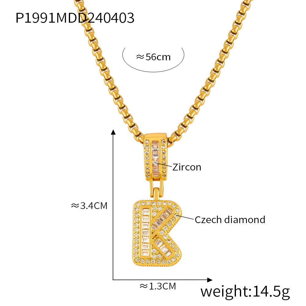 26 Letters Pendant Necklace For Women Men Unisex Stainless Steel 18K Gold Plated Waterproof Long Necklaces Couples Neck Chain: SILVER PLATED