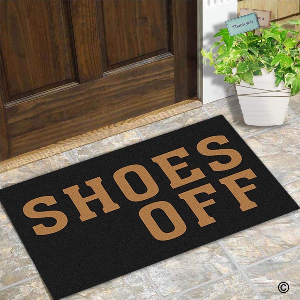 LUVADIAN Fußmatte Mit Lustigem Hochlandkuh-Design & Aufschrift 'Take Your Shoes Off' – Robuste Eingangsmatte Für Haustür