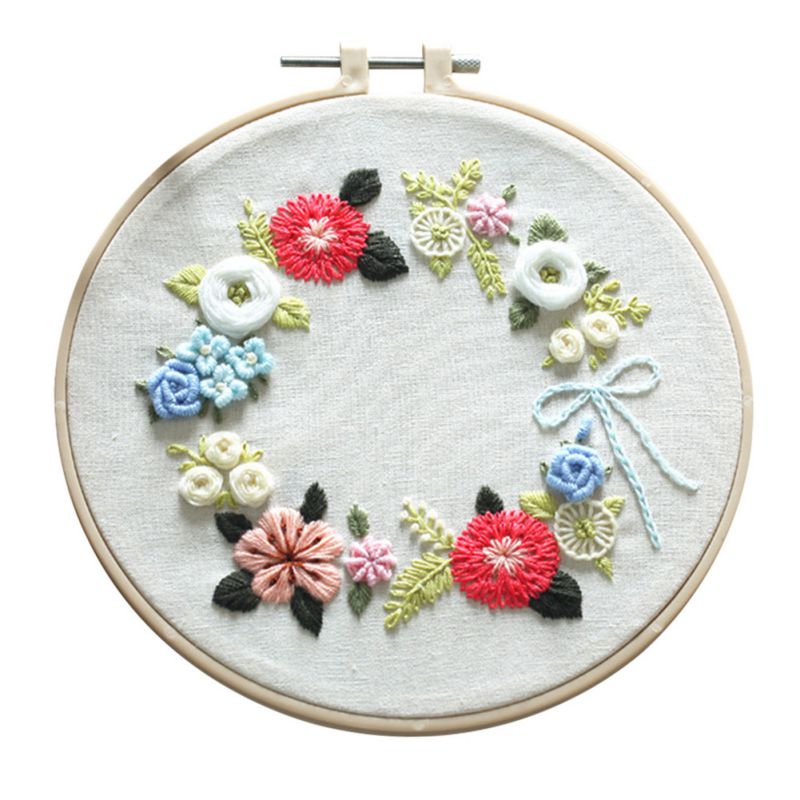 Flowers DIY Embroidery Ribbon Set Beginners Embroidery Shed Sewing Kit Cross-stitch Crafts Hand-stitched Decoration: A7